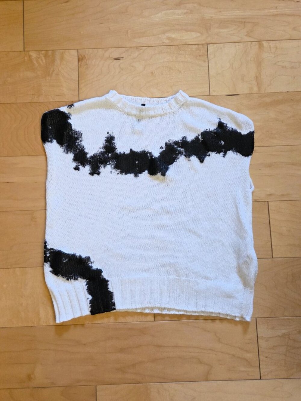 PAG Pier Antonio Gaspari Italy Cotton Short Knit White Black Top sz M Italian